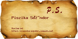 Piszika Sándor névjegykártya